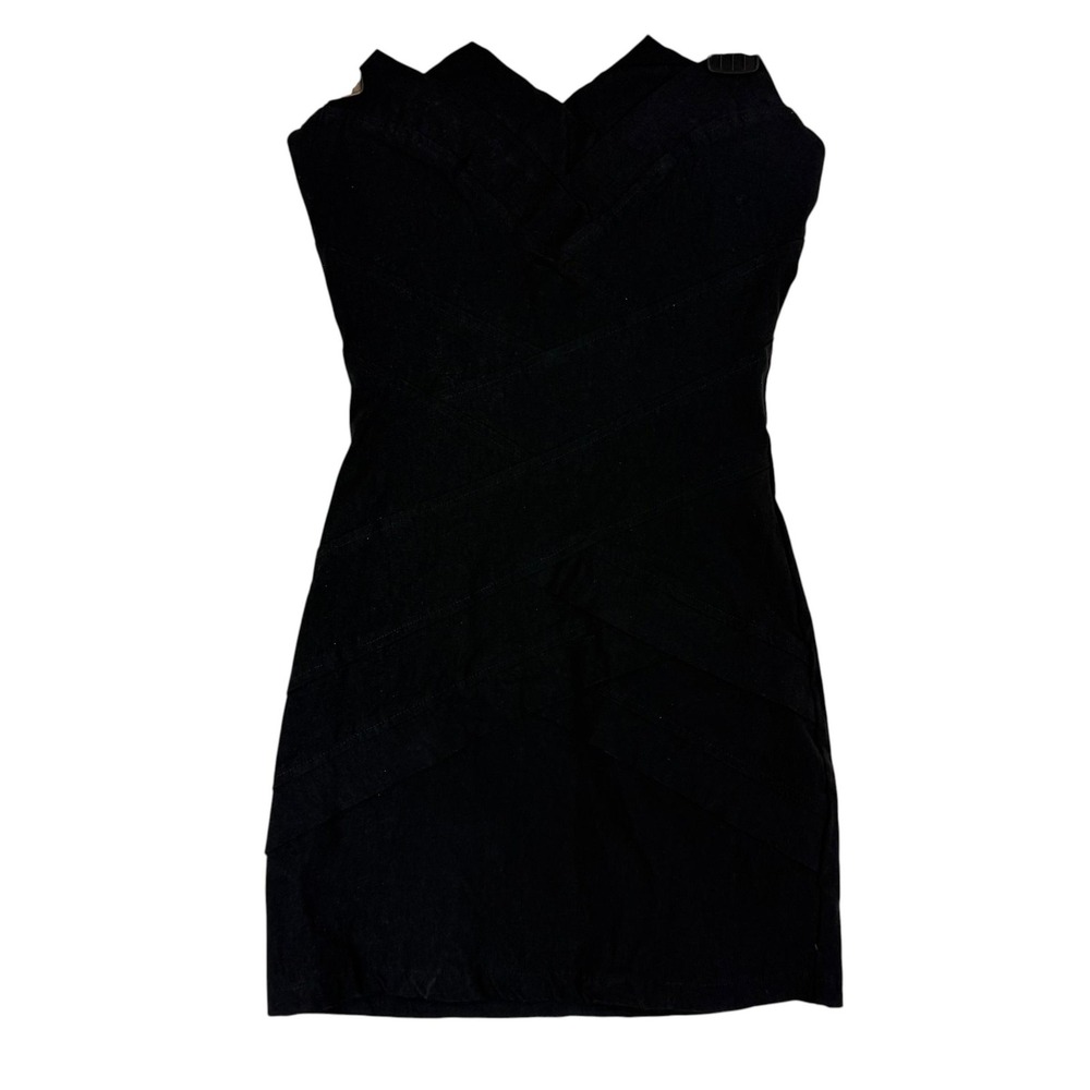 Body Central Dress Womens S Black Strapless Sweetheart Bodycon Mini Party Club